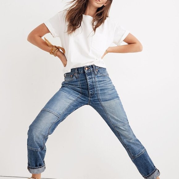 Rivet & Thread High-Rise Slim Boyjeans: Thigh-Patch Edition - Picture 4 of 7